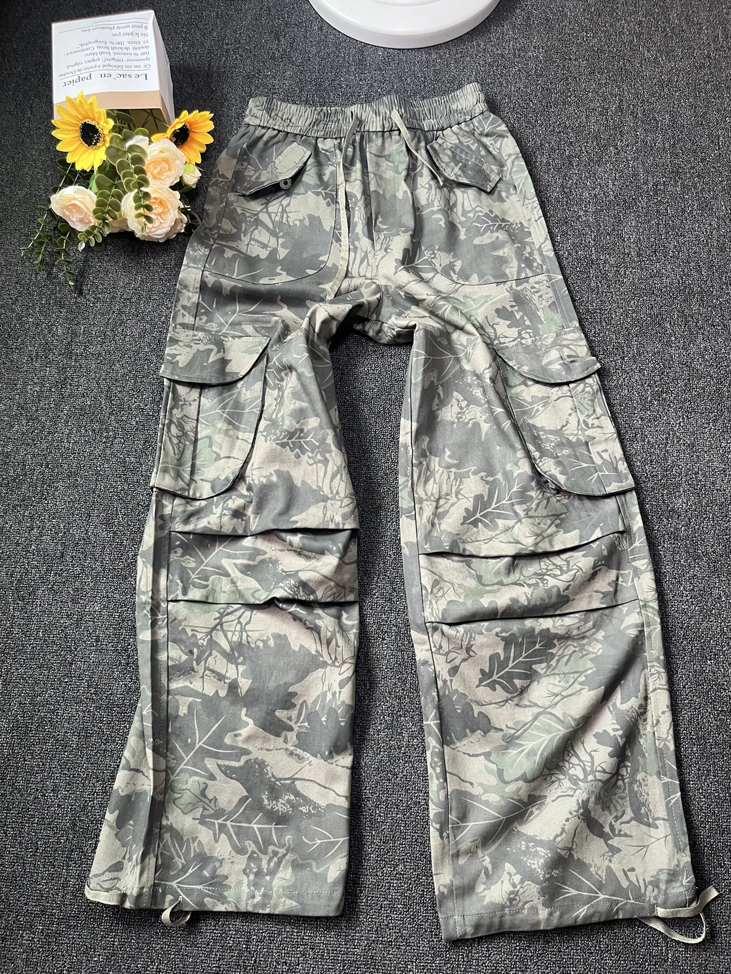 Casual Camouflage Work Pants Men's Summer Design Wasteland Style Paratrooper Pants Multi-Pocket Pleated Straight Leg Pants