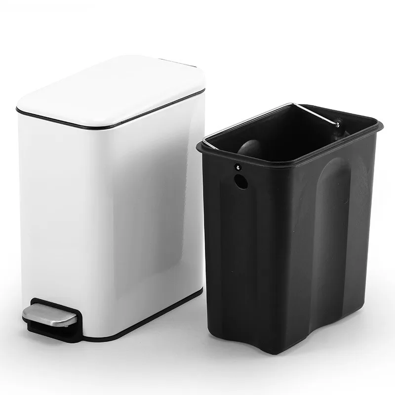 

5L Bathroom Trash Can with Lid,410 Stainless Steel Step Pedal Waste Bin,Metal Narrow Wastebasket,Toilet Garbage,Rubbish Bucket