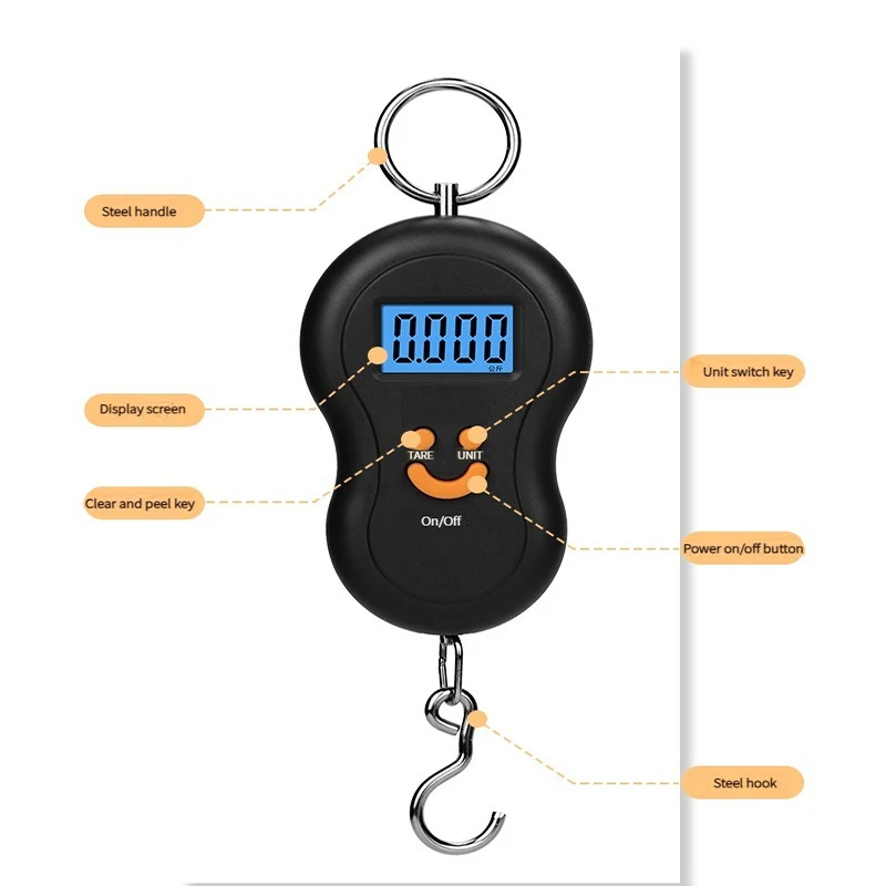 Balance numérique de cuisine LCD, électronique, 50 1948, 10g, rétroéclairage, poids de pêche, balance de poche, bagages de voyage