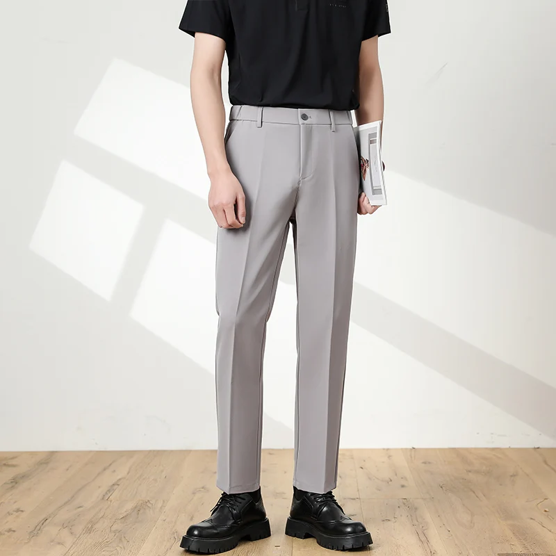 

New Spring Summer Suit Pants Men Business Classic Grey Black Khaki Straight Office Korean Formal Trousers Male Plus Size