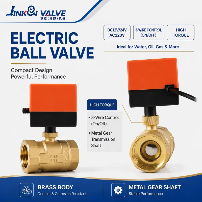 OEM 2 Way Threaded Water Shutoff Valve Compact Motorized Actuator HVAC Irrigation Plumbing Systems Bronze Electric Ball Valve