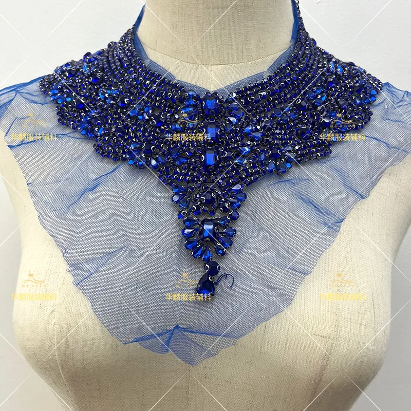 22 Colors Luxury Handmade Diamond Rhinestone Neck Ring Material Evening Dress Fabric Beading Tulle Apparel Decoration