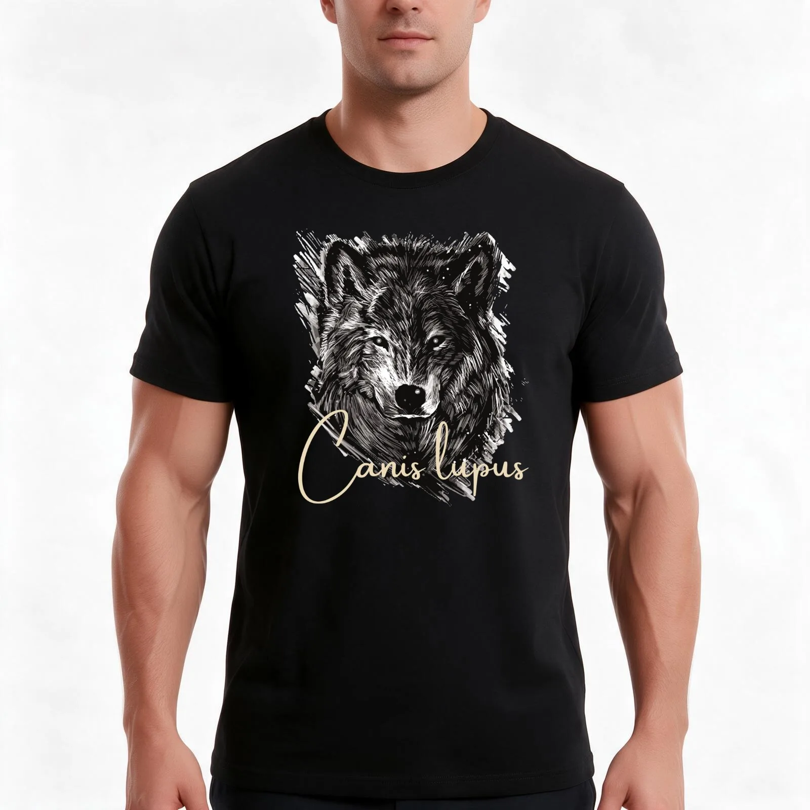 Canis Lupus, Wolf T-Shirt, Summer Casual Cotton Tee, Oversized Streetwear Tops, Vintage Graphic Print, Loose Fit Short Sleeve