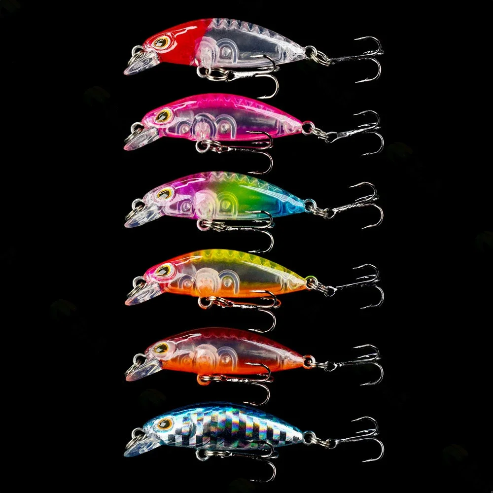 40MM 2G Mini Minnow Señuelos de Pesca Bionic Bass Pike cebo de hundimiento lento Wobbler 3D ojos de pez señuelo de pesca duro manivela cebo señuelos