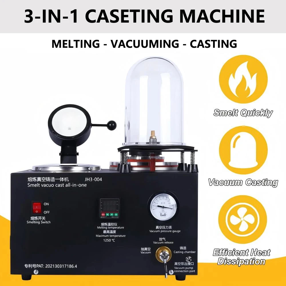 

2KG Digital Display Metal Casting Furnace 1150°C High Temp Gold Silver Melting Vacuum Machine Jewelry Making Equipment
