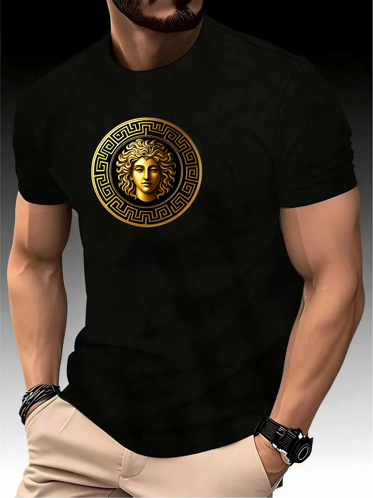 Round Neck Running Tshirt Men Thin Top Art Printing Quick Dry Short Sleeve Breathable Fitness Sports T-shirt Wear for all Season image 2