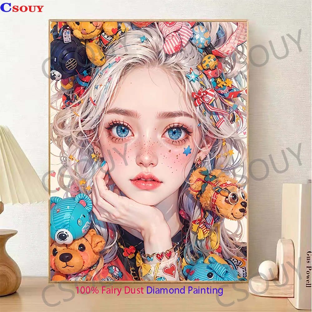 100% Fairy Dust Diy Diamond Painting Cross Stitch Beauty Girl Kit Embroidery Square Mosaic Home Decor Needlework Crystal AB Kits