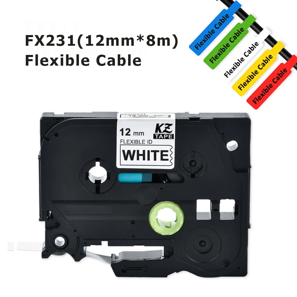 Flexible Cable Tags TZe-FX231 Compatible P touch Label Tape FX631 FX241 FX251 for Brother PT710BT PTD210 PTH110 E300 E550W 750W