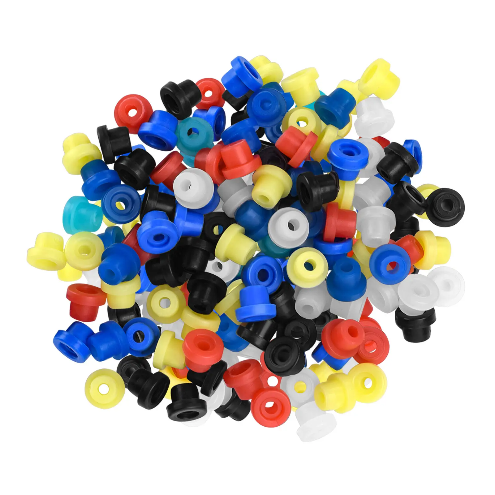 

100 шт., принадлежности для татуировки, силиконовые прочные резиновые втулки, соски типа «T», игольная подушечка, аксессуар для тату-машины, арматурные инструменты для бара