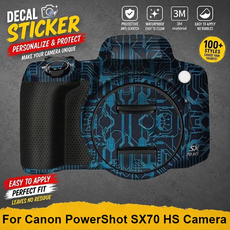 For Canon PowerShot SX70 HS Camera Skin Sticker Premium Vinyl Wrap Stylish Protective Decal Anti-Scratch Cover Color blocking