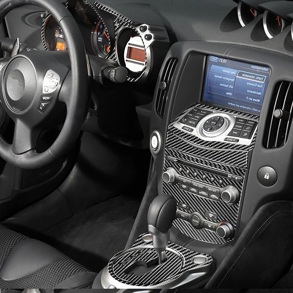 Enhance the Look and Feel of Your For Nissan 370Z 2009 2020 with this Carbon Fiber Interior Full Set Kit Cover Trim