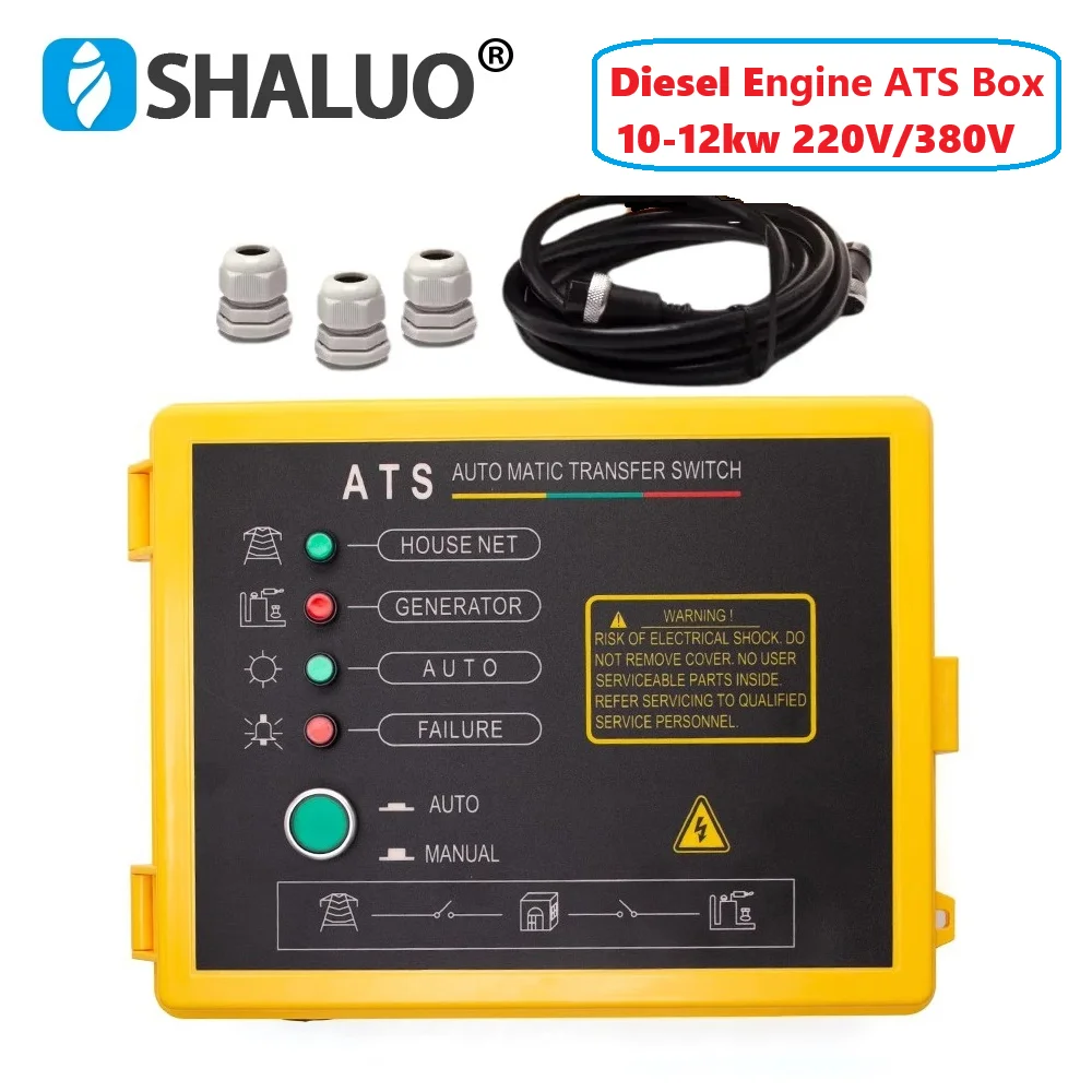 5Pin 10KW 12KW Diesel Engine ATS Control Box Automatic Transfer Switch Manual Auto Start Stop Generator Control  Panel 220V 380V