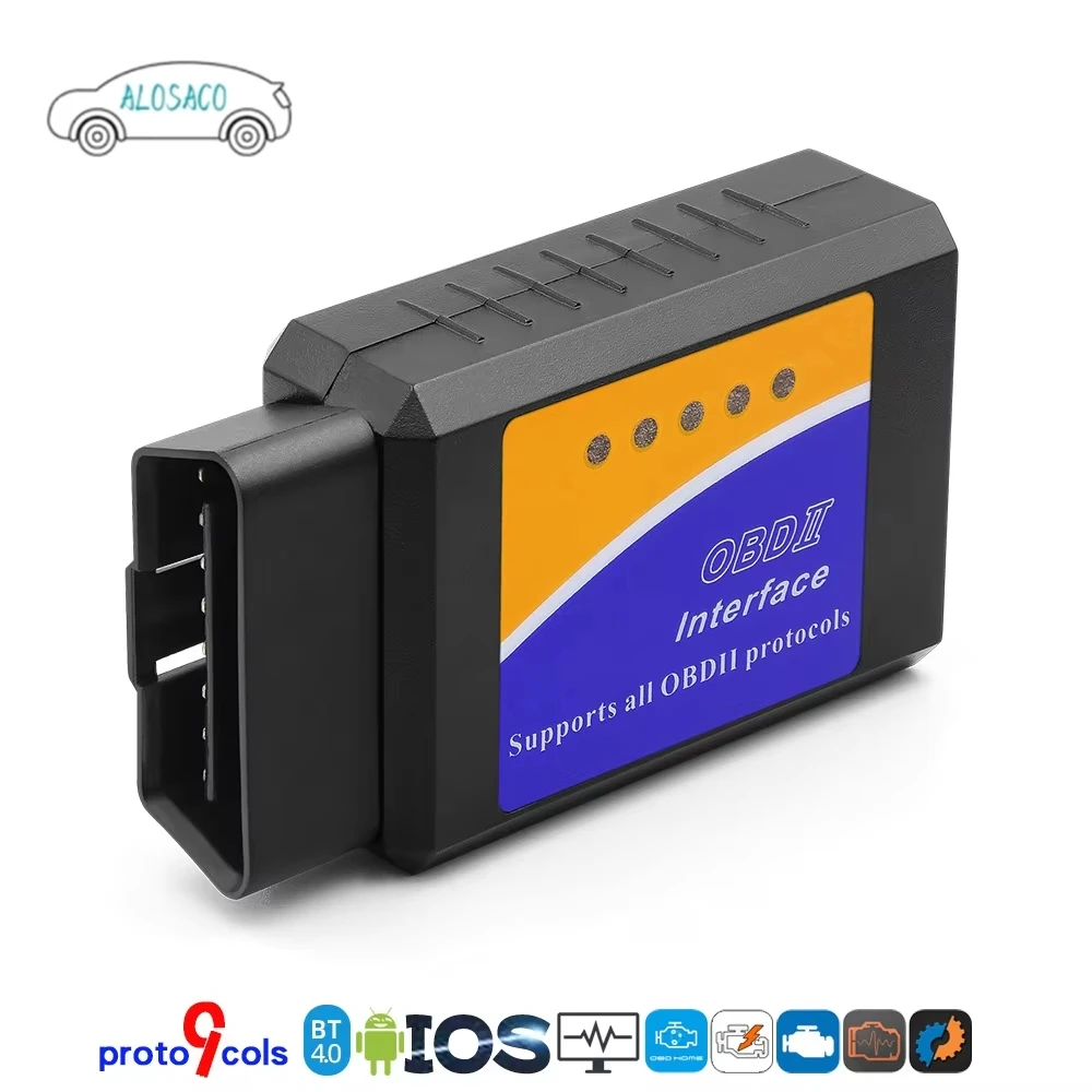 

Bluetooth 4.0 OBD 327 V1.5 BLE Car Scanner 9 Protocol ELM Supports Android Apple OBD 2 16 Pin Connector OBD II Male