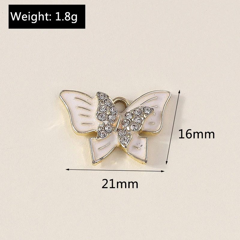 Leslie 10pcs Luxury Crystal Butterfly Charms Pendants for Necklace Earring Bracelet Handmade Diy Jewelry Making Accessories