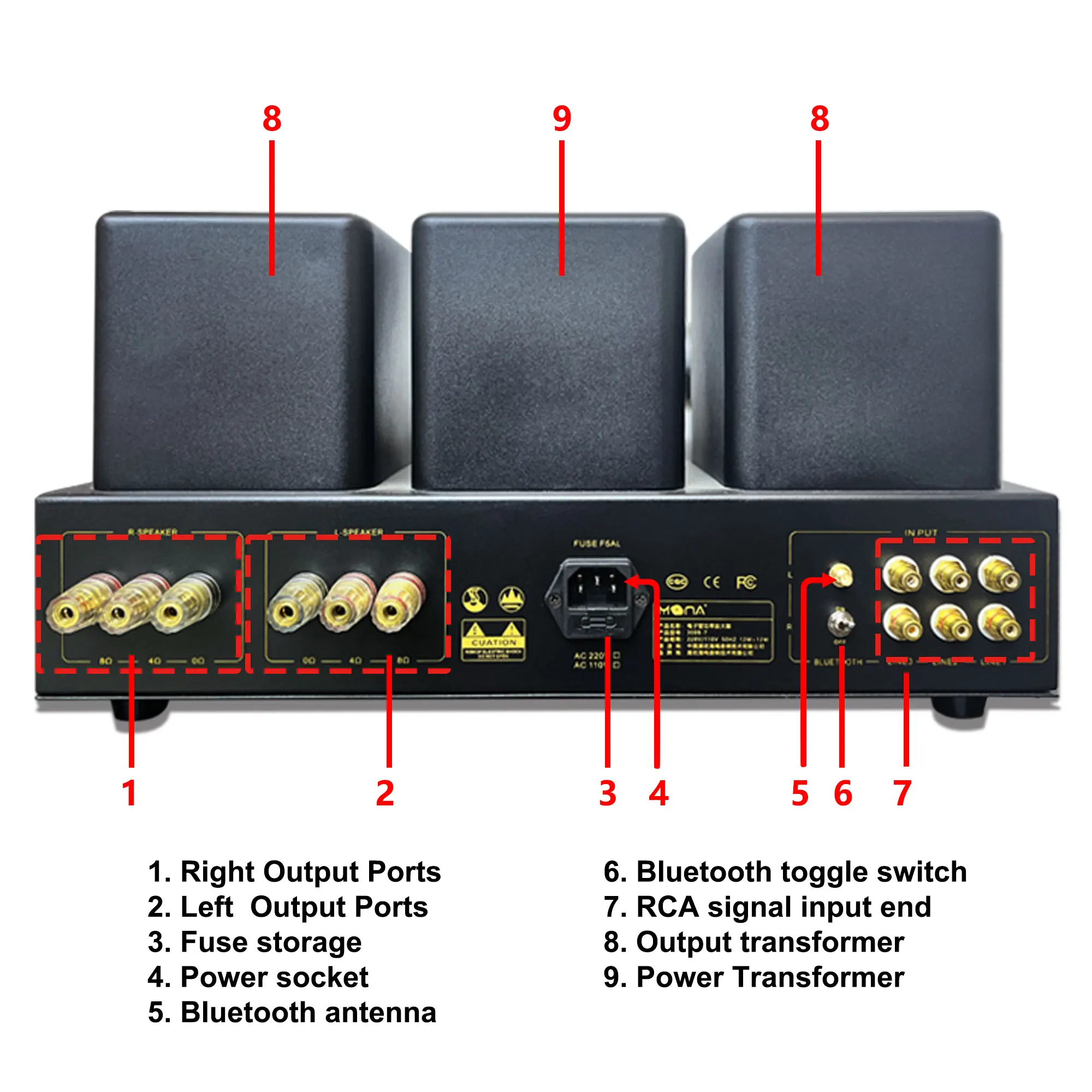 Mona 7 Tube 300BTUBEhome عالي الطاقة 2.0 معالج صوت بلوتوث مضخم منزلي مع تشغيل ممتاز