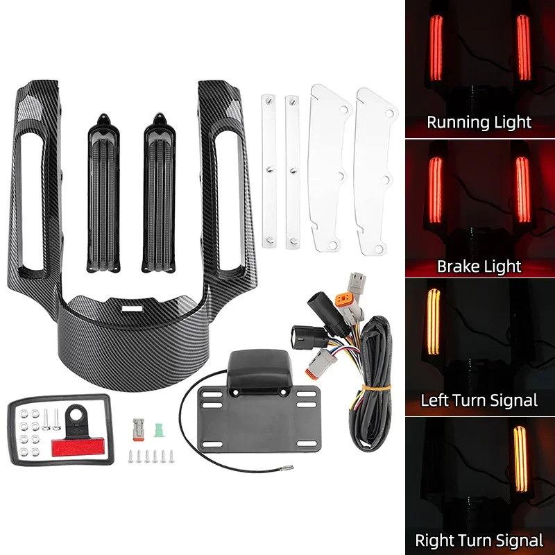 For Harley Touring Electra Glide Road Glide 2014-UPS Smoke Motorcycle LED Tail Light Rear Fender Extension Fascia Kit