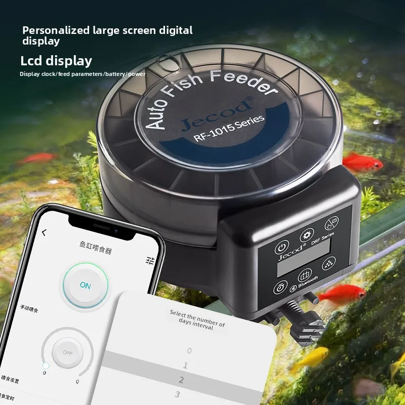 Jebao New Automatic Feeding Fish Tank Feeder RF-1015 with Digital Timing Aquarium Feeding Food Dispenser Fishbowl Accessories