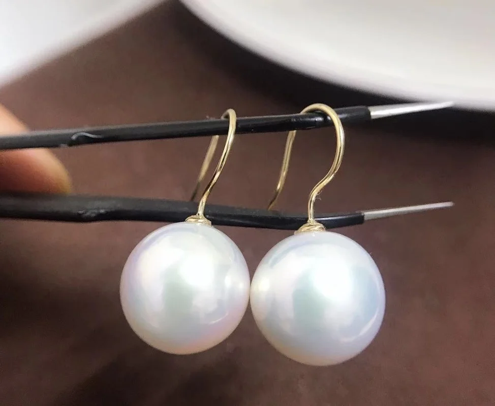

Elegant Natural 12-13mm Sea Genuine White Pearl Earring Stud Earrings For Women
