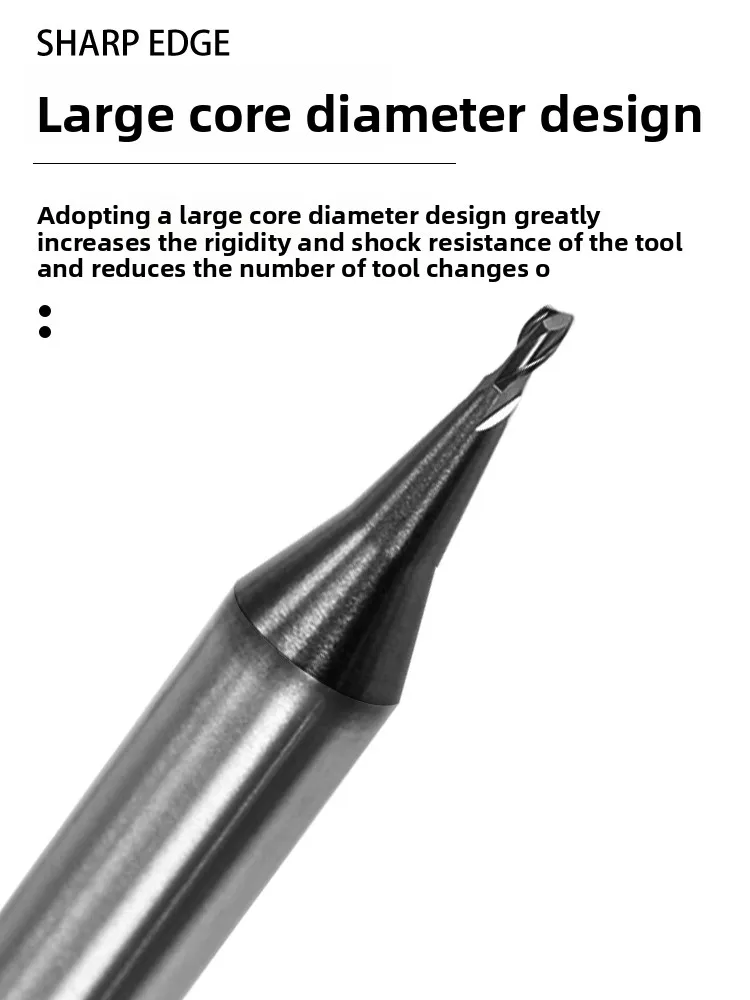 HRC68 Hartmetall-Mikrofräser D0.1 bis D0.9, Flachfräser R0.05 bis R0.45, Kugelkopffräser für Edelstahl – Detail 3