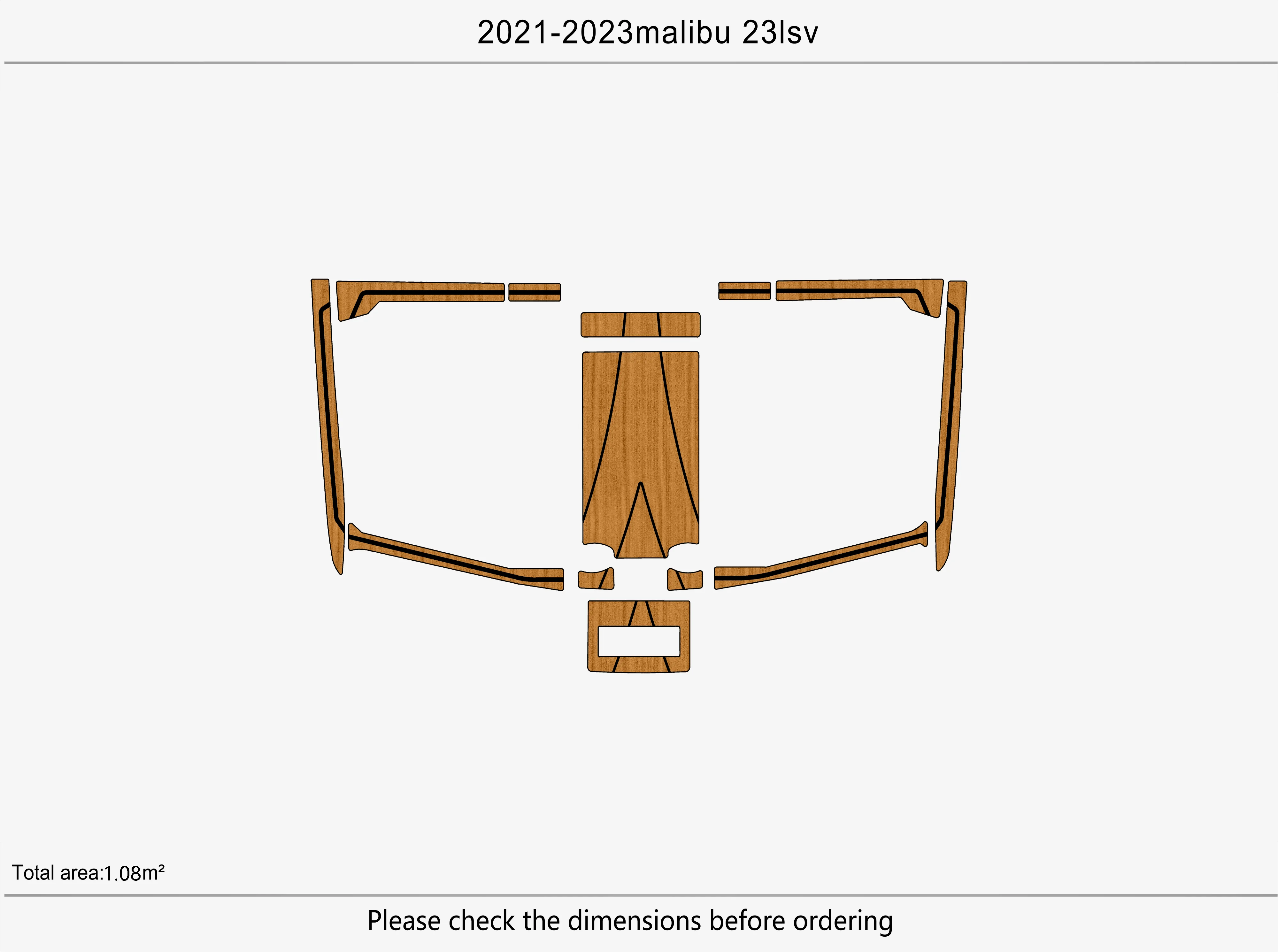 Anti-Skid EVA Faux Teak Self-Adhesive 6mm Boat Decking Pad for 2022 Malibu 23 LSV Yacht Cockpit Durable Marine Flooring
