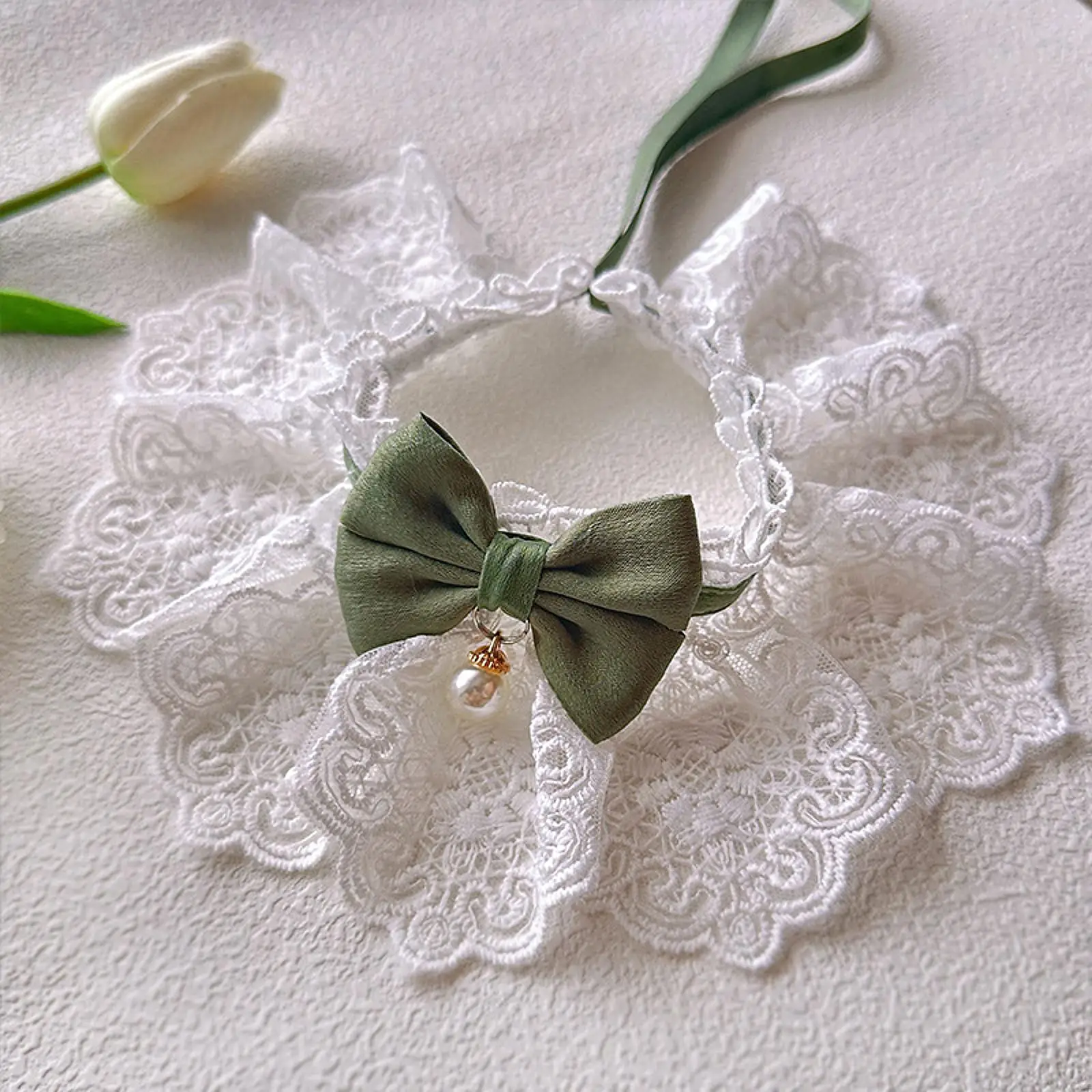 

Lace Cat Collar Dress up Pet Supplies Kerchief Kitten Collar Adjustable Sweet with Cute Bow for Puppy Cats Pet Kitten Dog