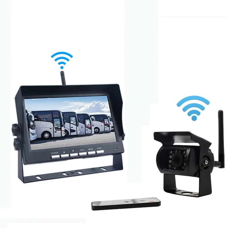 2.4G built-in wireless 7-inch car display truck bus 12V-24V two-way AV input reversing image