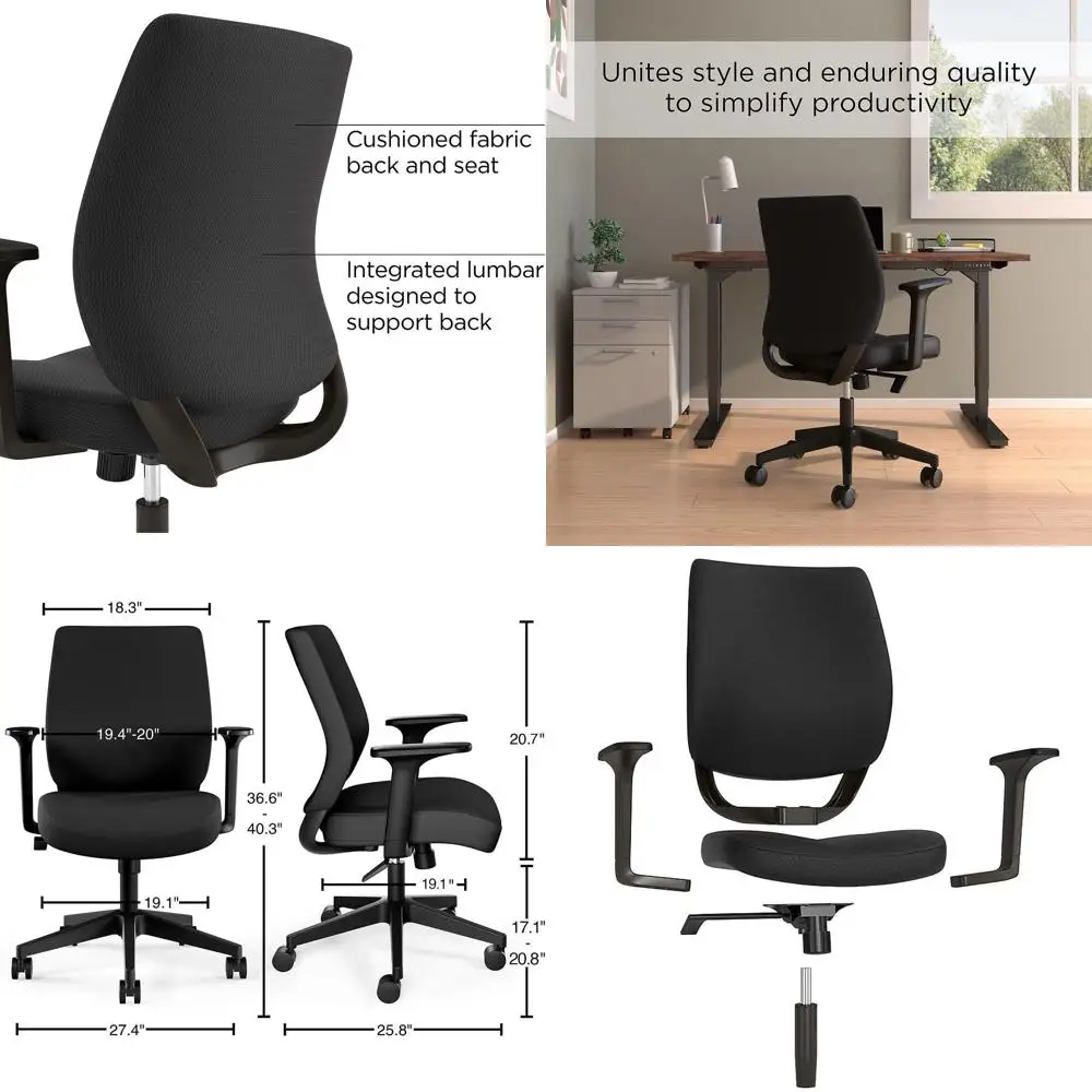 

Офисное кресло Essentials UN59380 из ткани, черное