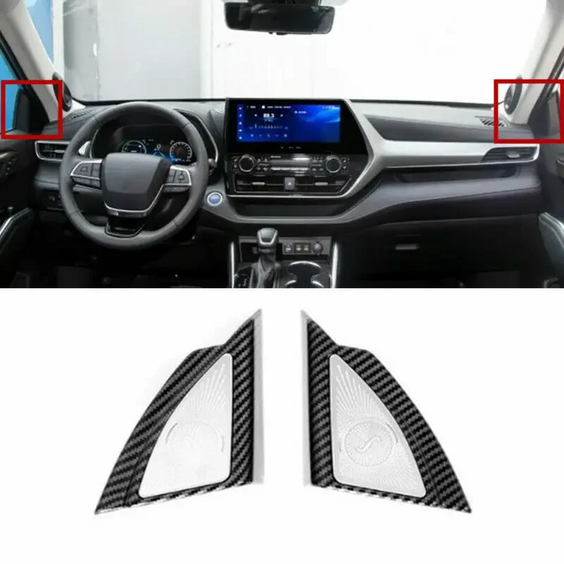 Carbon Fiber Front Triangle A Pillar Cover Trim For Toyota Highlander 2020-2022