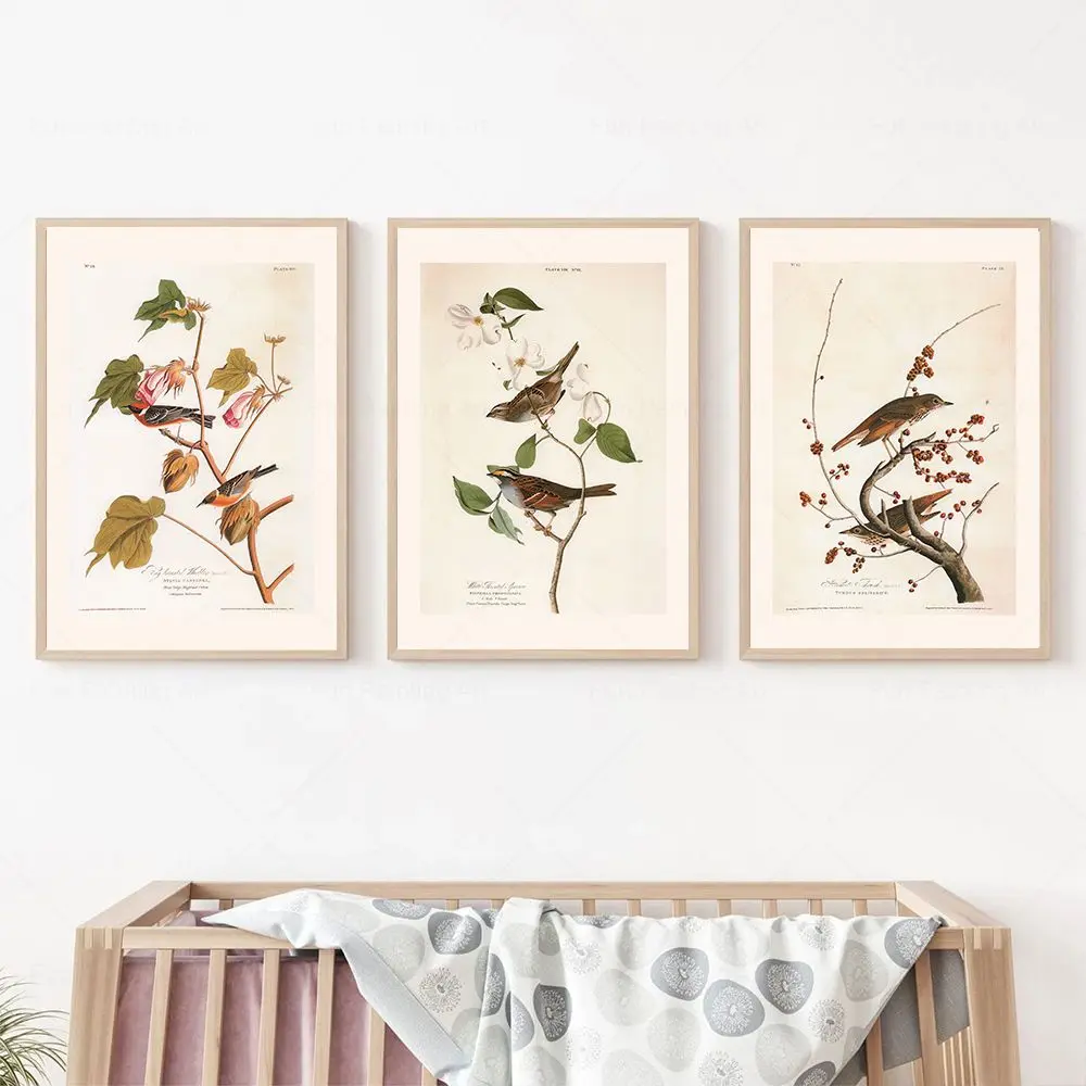Vintage Botanical Flower Bird Wall Art Canvas Painting Nordic Posters And Prints Aesthetics Pictures For Living Room Home Decor view 4