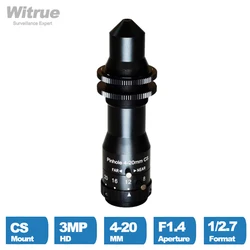 Witrue Pinhole Lens Varifocal 4-20MM CS Mount HD 3MP Aperture F1.4 Format 1/2.7