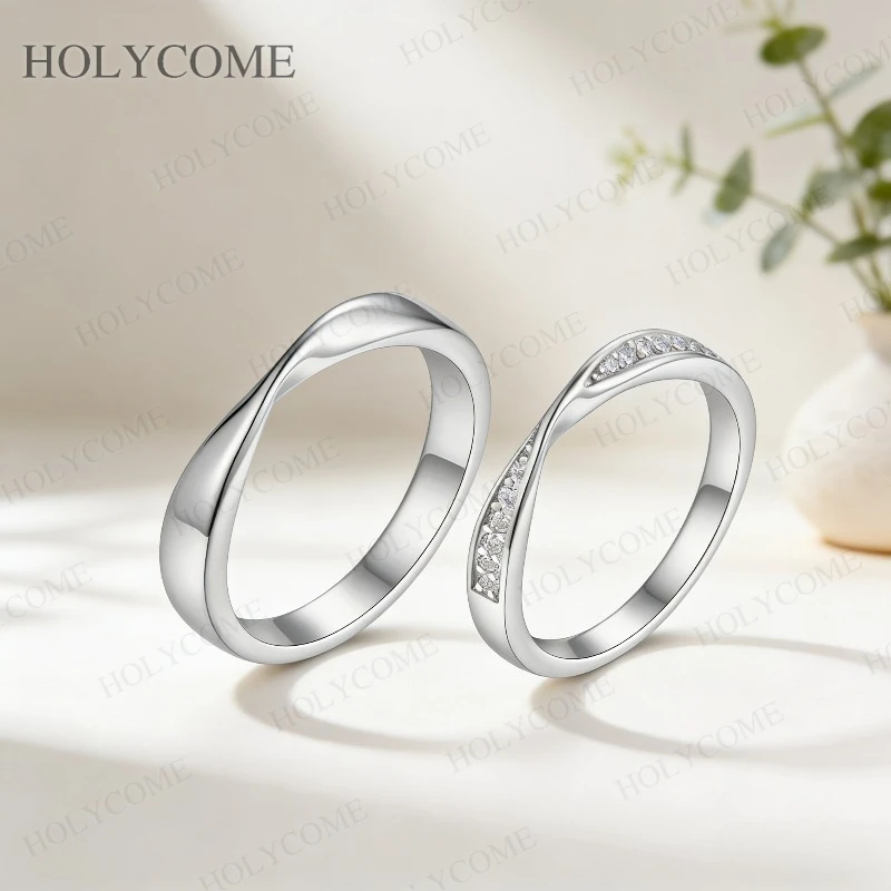 Moissanite Couple Rings 925 Sterling Silver D Color VVS1 Matching Wedding Engagement Promise Band Set for Men Women Jewelry Gift