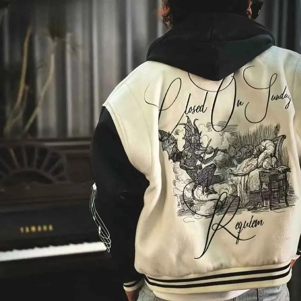 

Winter New Men's Embroidered Long-Sleeved Baseball Jacket American Fashion Trend Casual High Street Loose Niche Men's Tops 2025