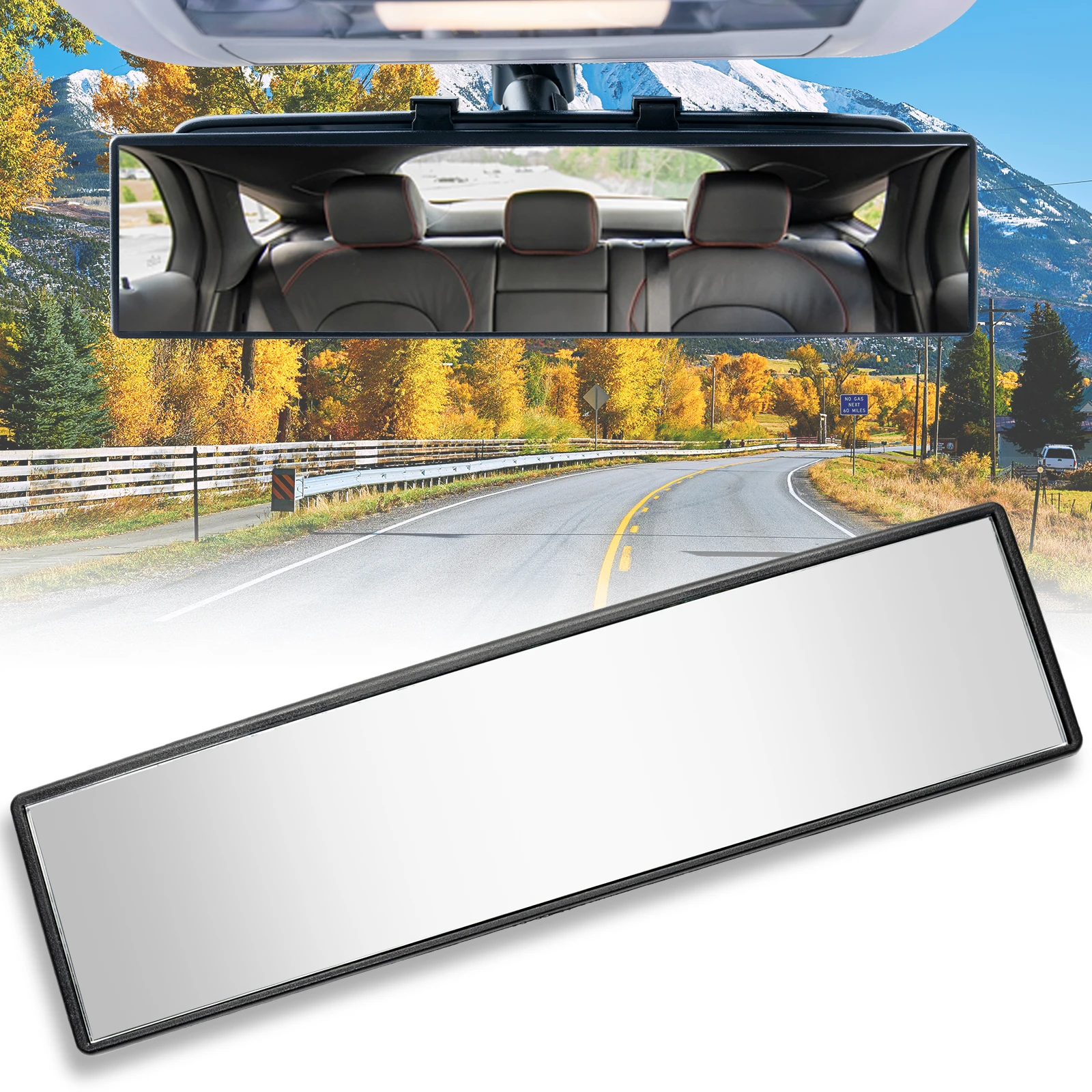 

Car Rear Mirror Wide-angle Rearview Mirror 300mm 12" 270mm 11.6"Wide Convex Curve Panoramic Interior Rear View Anti-glare Mirror