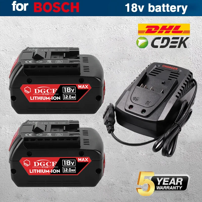 100% New  18V 6.0Ah 8.0Ah  12Ah Lithium-Ion Battery Pack GBA18V80 for Bosch 18 Volt MAX Cordless Power Tool Drills