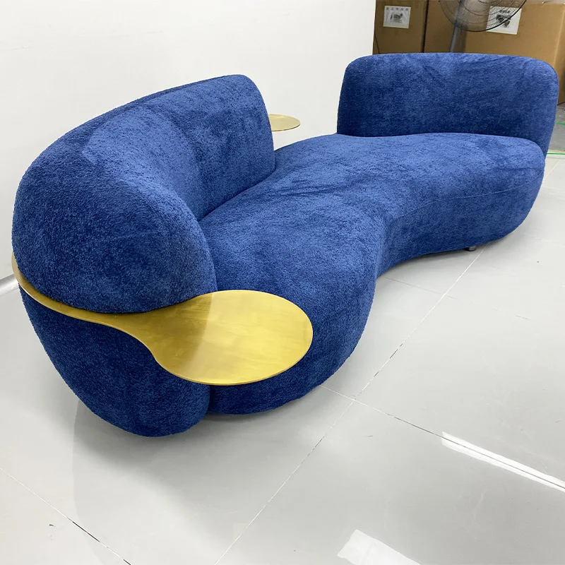 Living room sofa lamb wool three-person sofa minimalist pea sofa