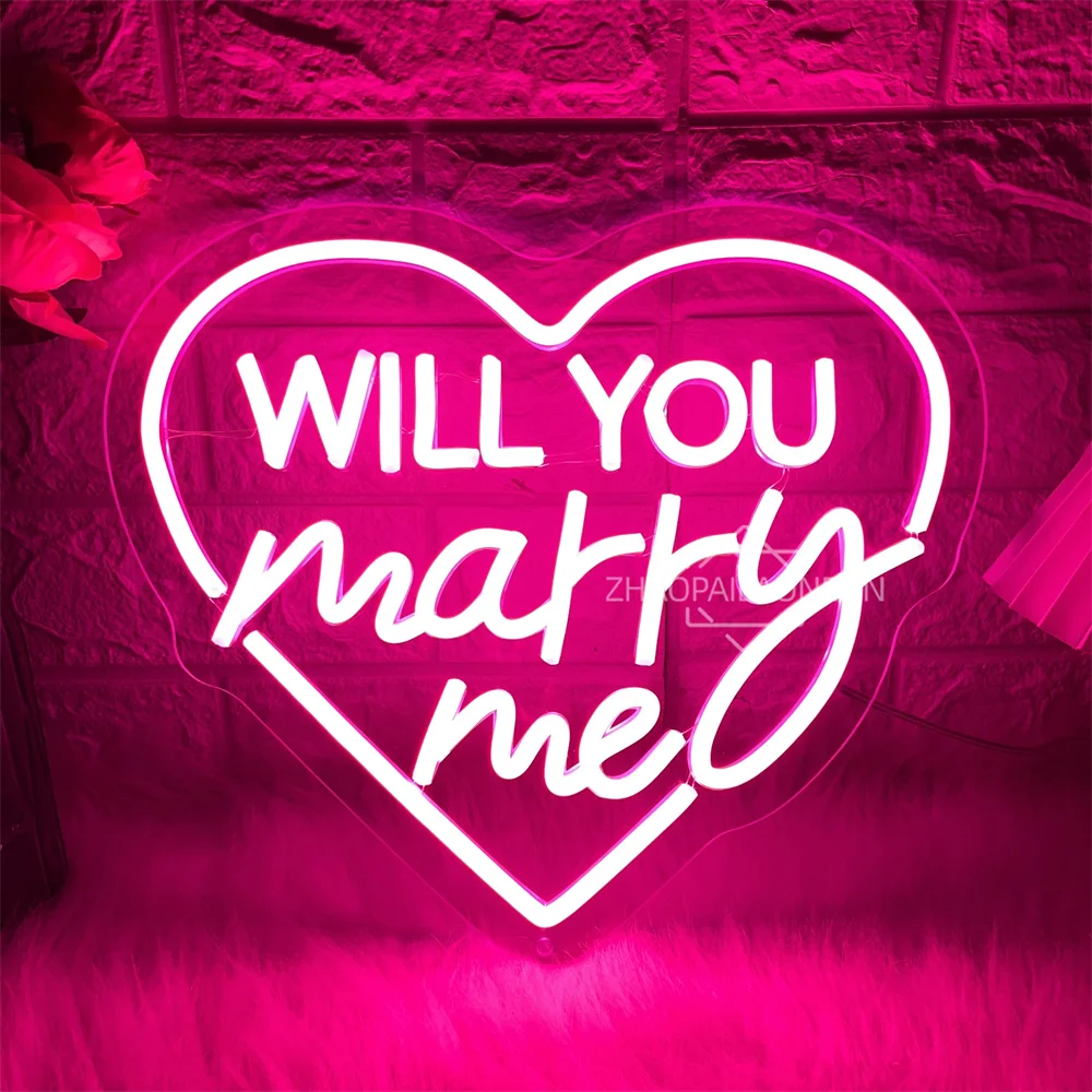 Will You Marry Me Neon Led Signs Wedding Bedroom Decoration Neon Lights USB Party Home Room Wall Decor Wedding Neon LED Signs