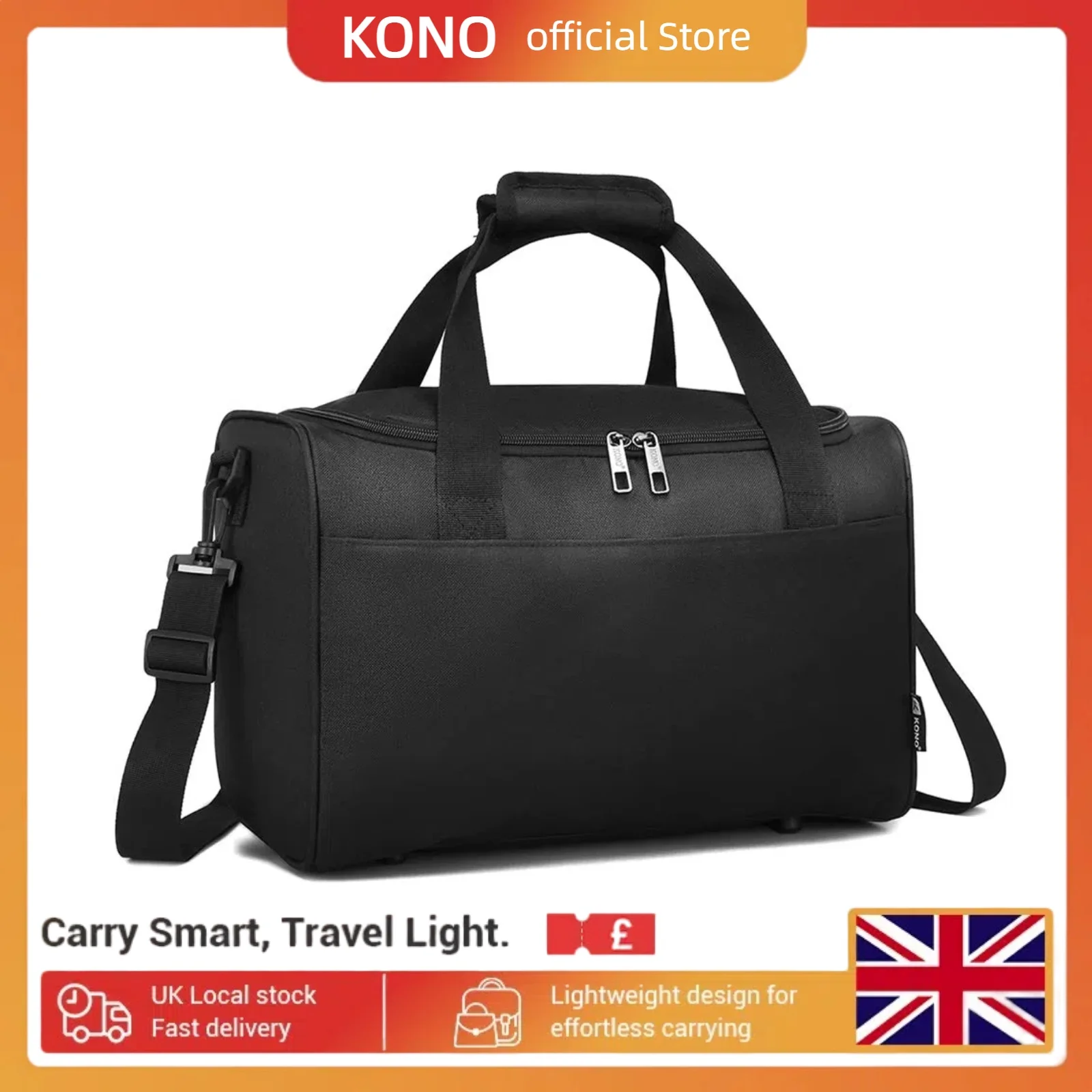 Bolsa de cabina para asiento inferior de 40x20x25cm aprobada por Kono Ryanair | Holdall plegable de 20 litros: equipaje de mano liviano