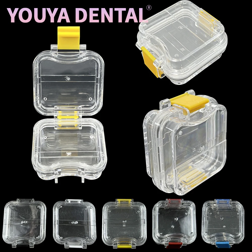 5 Pcs Dental Color Latch Denture Box Storage Box with Clear Flexible Film Denture Box Dental Crown Veneer Storage Container