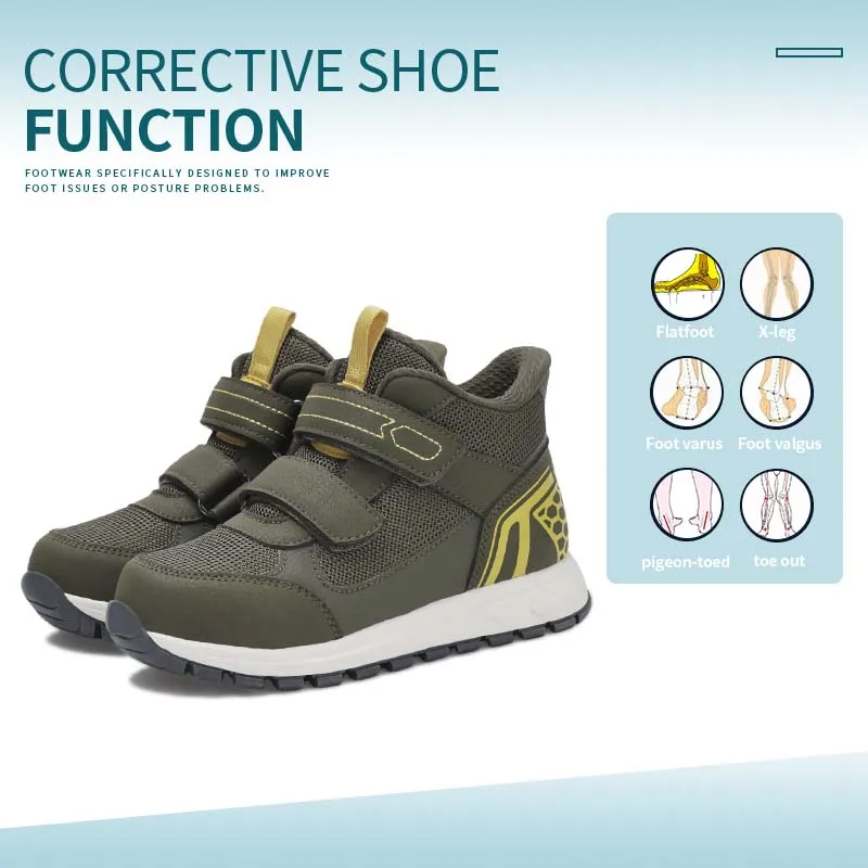 

Princepard Children Casual Shoes Kids Flatfoot Orthopedic Sneakers Leather Arch Support Boys footwear with Corrective Insole
