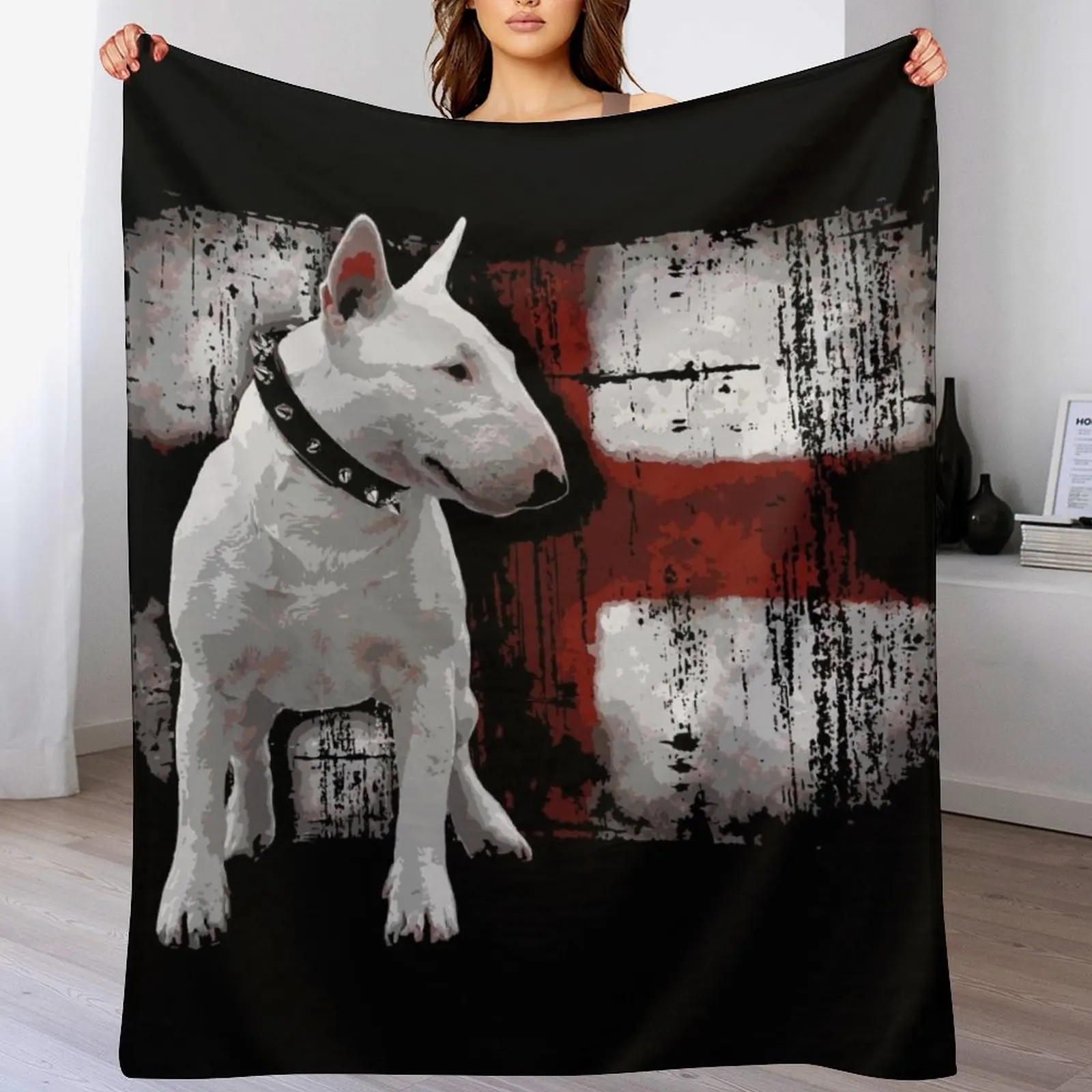 

English Bullterrier Love Throw Blanket Plaid on the sofa Sofas Luxury manga Blankets