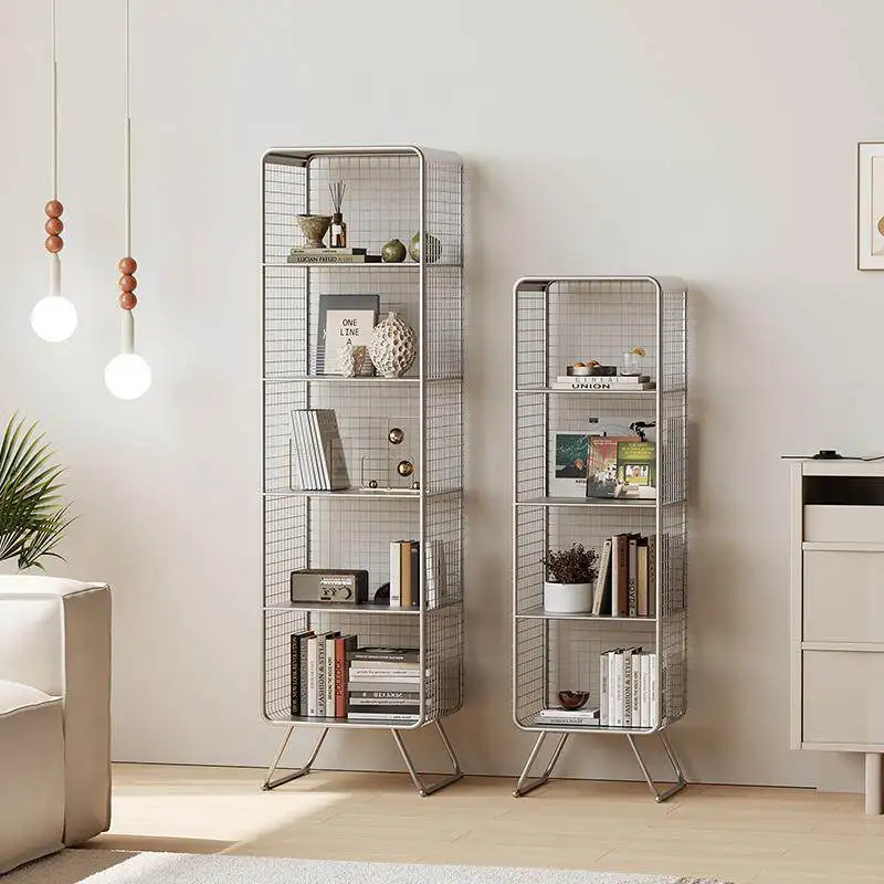 living room Book organizer multifunctional floor-standing metal bookshelf display minimalist mueble salón interior furniture
