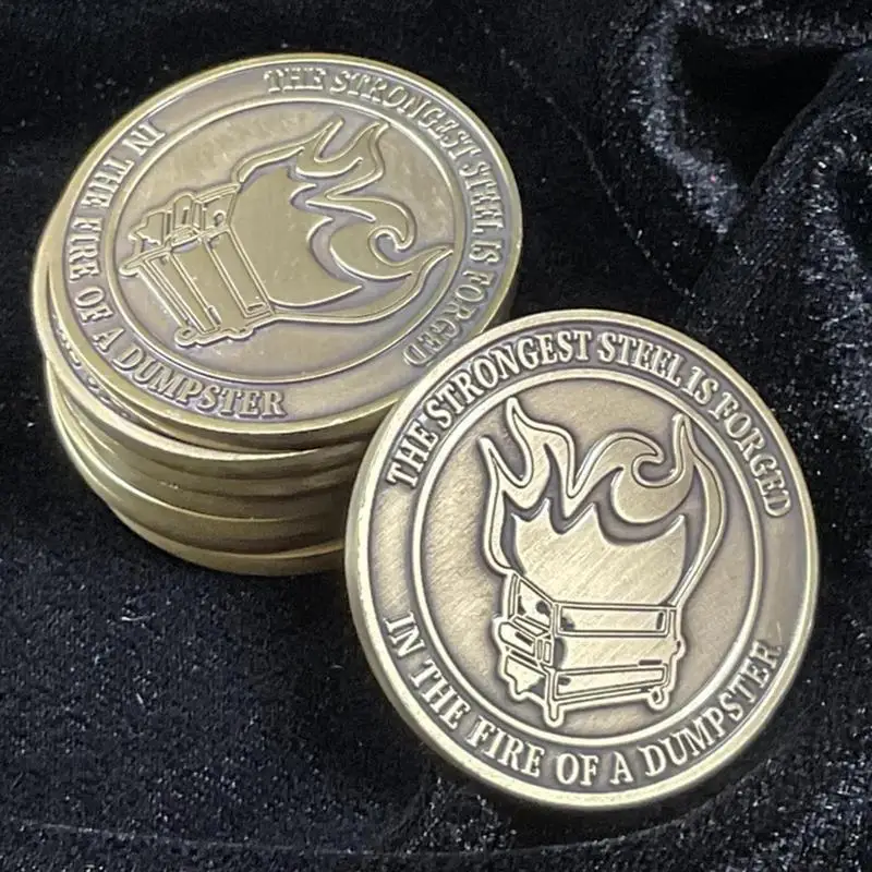 Dumpster Fire Challenge Coin lucu menantang Humor koin peringatan Dumpster ornamen api untuk kelulusan hadiah Berpisah