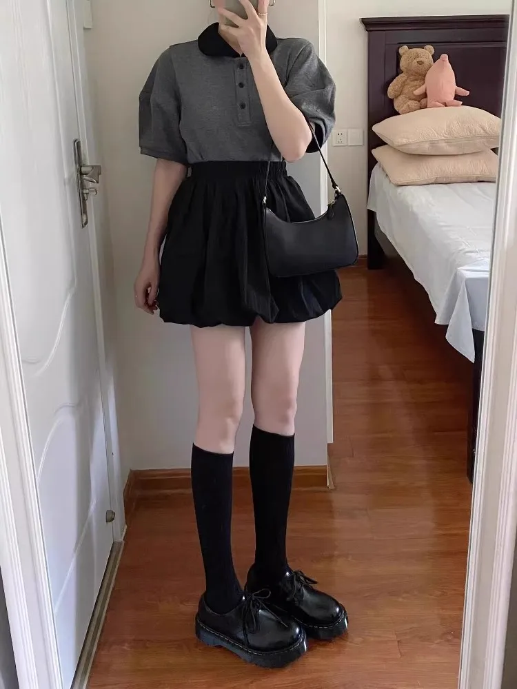 

Женская летняя короткая юбка-фонарик с высокой талией, быстросохнущая, с цветочным принтом, А-силуэт, широкие штанины, для повседневной носки, коллекция 2025