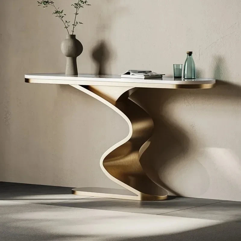 Italian Creative Console Table Modern Living Room Furniture Brushed Stainless Steel Entryway Tables Home Decor Narrow Table g