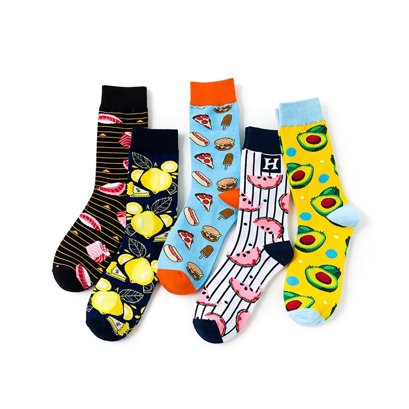 Fashion color men\'s socks in the tube horse striped crocodile animal series personalized couple socks