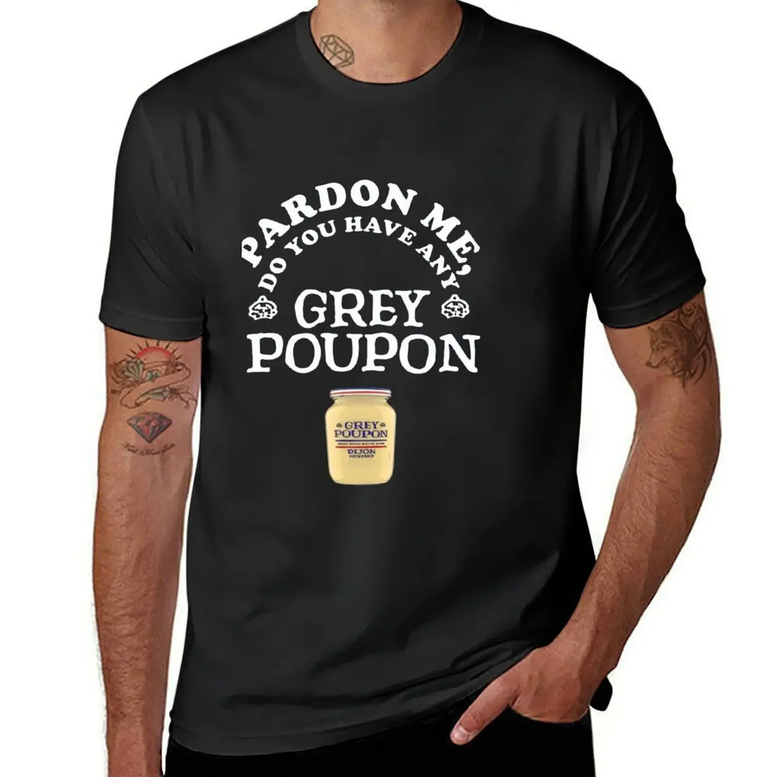 Pardon Me- 80s Grey Poupon Mustard T-Shirt graphics quick-drying sweat shirts, men