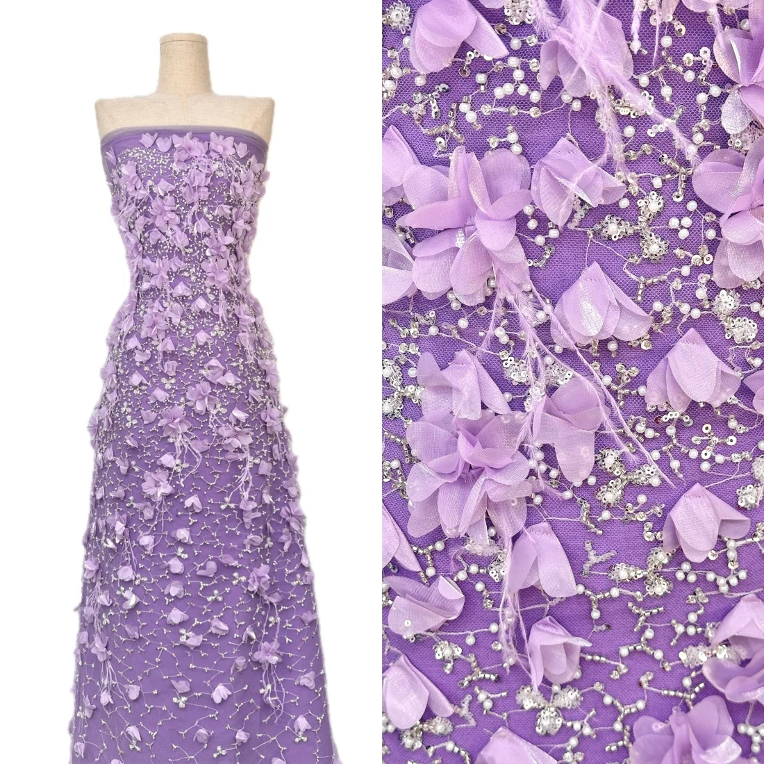 

5 Yards African 3D Flower Beads Lace Fabric 2026 High Quality French Nigerian Embroidery Tulle Fabric For Wedding Dress Sewing