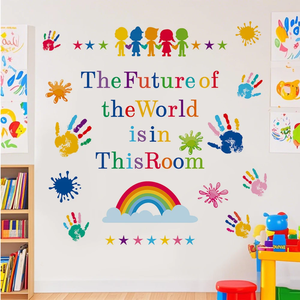 

Colorful Inspirational Phrases Text Wall Stickers Rainbow for Kids Room Background Wall Decals Living Room Decoration Home Decor