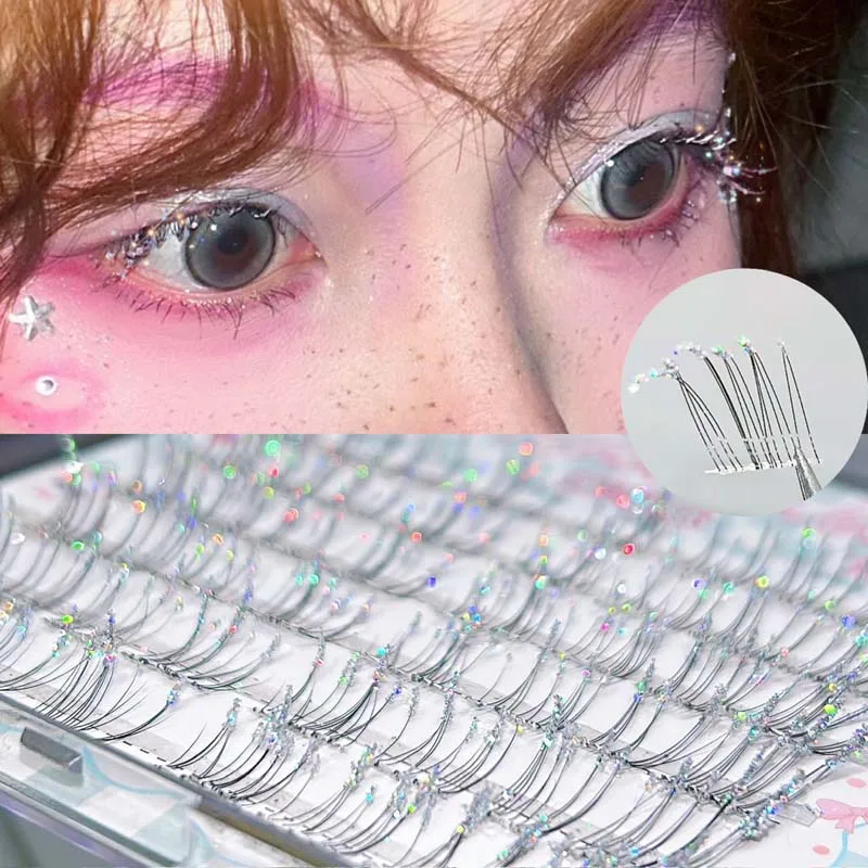 Mixiaohe Korean Style Self-Adhesive Diamond Lashes Starry Design Natural Lash Extension for Daily & Cosplay