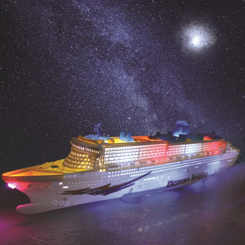 Modello giocattolo di nave elettrica universale Ocean Liner da 49 cm con musica sonora Giocattolo per barca da crociera per bambini Sterzo automatico